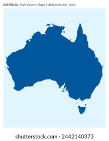 Australia plain country map. Medium Details. Solid style. Shape of Australia. Vector illustration.