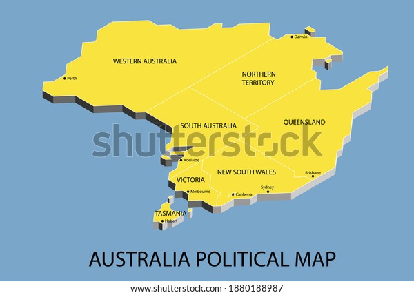 Australia political isometric\
map divide by state colorful outline simplicity style. Vector\
illustration.