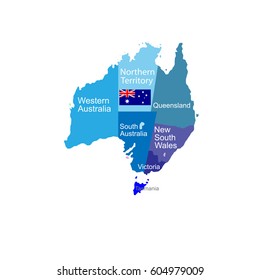 Australia, political map, flag