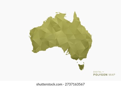 Australia polygon map vector illustration in low poly geometric style, soft pastel colors with Olive green, clean silhouette on solid background, ideal for infographic.