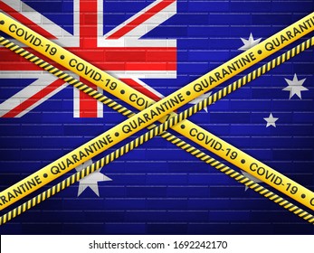 Australien in Quarantäne Ziegelmauern Hintergrund. Vektorillustration.