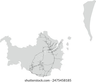 Australia Queensland Brisbane city boundary map with Road