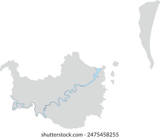 Australia Queensland Brisbane city boundary map with River Corridor