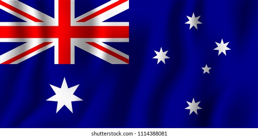 Australia realistic waving flag vector illustration. National country background symbol. Independence day.