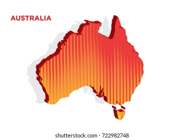 Australia red gradient glossy map 3d 