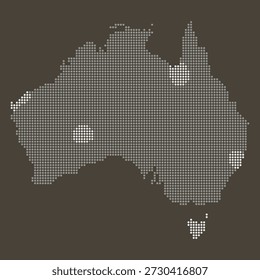 Australia Regional Distribution Map with Dotted Logistics Grid and Resource Nodes. Australia dotted map.
