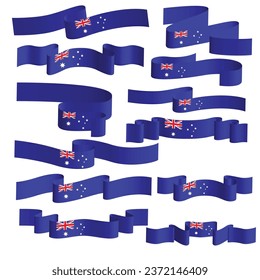 australia ribbon flag vector element bundle set