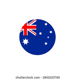 Icono de bandera redonda de Australia. Ilustración vectorial de la bandera nacional australiana aislada en blanco.