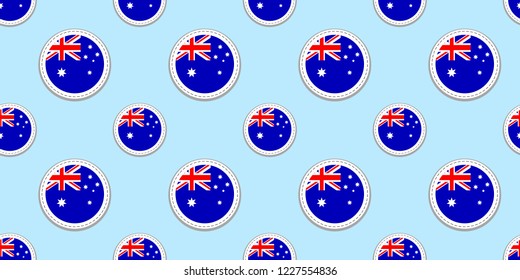 Australia round flag seamless pattern. Australian background. Vector circle icons. Geometric symbols. Texture for sports pages, competition, games, travelling design elements. patriotic wallpaper
