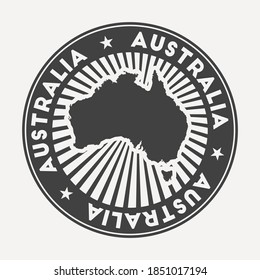 Australia round logo. Vintage travel badge with the circular name and map of country, vector illustration. Can be used as insignia, logotype, label, sticker or badge of the Australia.