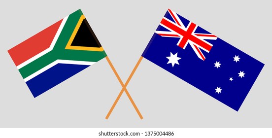 Australia and RSA. The Australian and South African flags. Official colors. Correct proportion. Vector illustration
