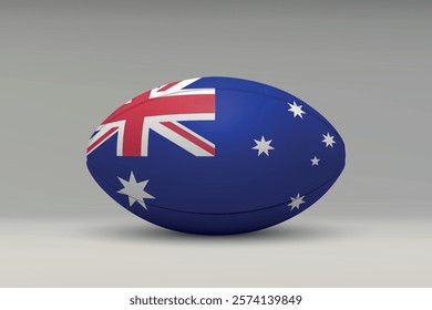 Australia rugby ball featuring the national flag design on a gray background