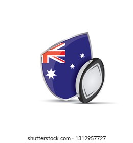Australia rugby shield with rugby ball