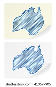Australia scribble map on a white background.
