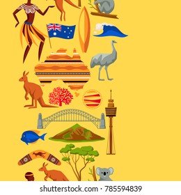 Australia seamless pattern. Australian traditional symbols and objects.