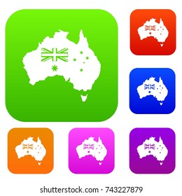 Australia set icon color in flat style isolated on white. Collection sings vector illustration