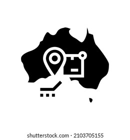australia shipment tracking glyph icon vector. australia shipment tracking sign. isolated contour symbol black illustration