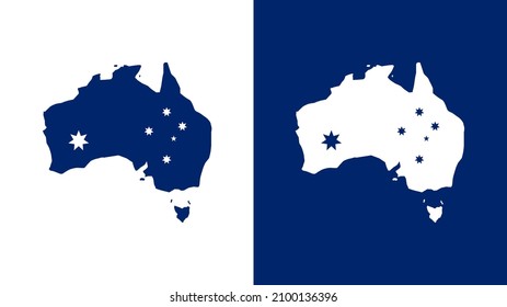 Australia. Silhouette of the Australian continent with national flag elements. Vector illustration