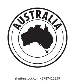 Australia Silhouette Map With Text Black And White Vector Illustration