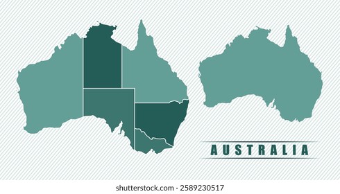 Australia simple flat political map with states border