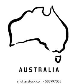 Australia simple map outline - smooth simplified continent shape map vector.