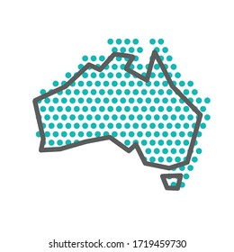 Australia simple outline map with green halftone dot pattern