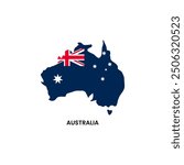 Australia simple vector map outline. Australia national flag map design illustration of Australia country flag inside the map vector.