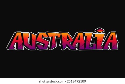 Australia - letras de una sola palabra, estilo graffiti. Logotipo dibujado a mano de Vector. Camiseta divertida de la impresión del estilo del graffiti de Australia, moda, concepto del cartel