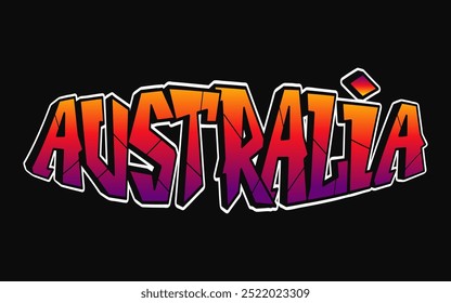 Australia - letras de una sola palabra, estilo graffiti. Logotipo dibujado a mano de Vector. Camiseta divertida de la impresión del estilo del graffiti de la moda, de Canberra, concepto del cartel