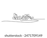 Australia skyline continuous line drawing. Building and architecture concept. Vector illustration minimalist design hand drawn.