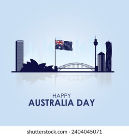 Australia skyline landmark and  Flat trendy illustration, Travel to Australia, Advertising web illustration, Summer vacation and Traveling banner. Happy Australia day