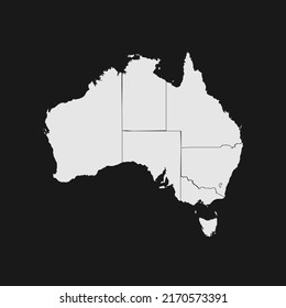 australia soft white map with black detail and background