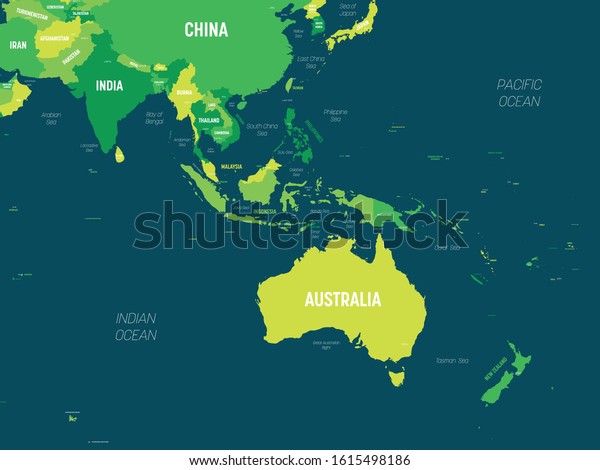 India To Australia Map Australia Southeast Asia Map Green Hue Stock Vector (Royalty Free)  1615498186 | Shutterstock