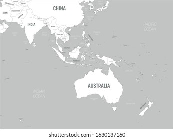 Seterra Australia And Oceania Australia Southeast Asia Map White Lands Stock Vector (Royalty Free)  1630137160 | Shutterstock