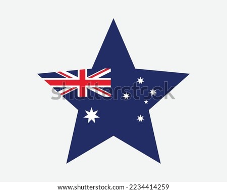 Australia Star Flag. Australian Star Shape Flag. Aussie AUS Country National Banner Icon Symbol Vector 2D Flat Artwork Graphic Illustration