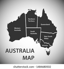 Australia state map. Realistic isolated map of Australia. Vector illustration, vector.