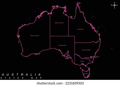 Mapa del vector de los Estados de Australia