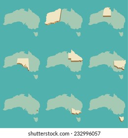 Australia States Vector Three Dimensional