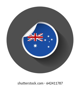 Australia sticker with flag. Vector illustration with long shadow.
