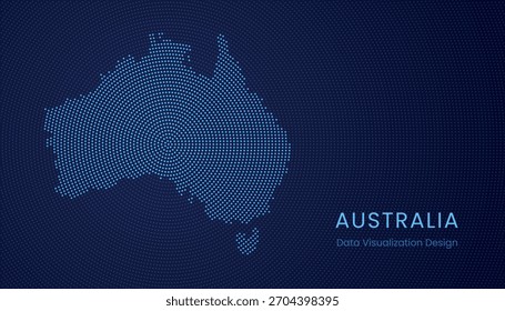 Austrália estilizado mapa pontilhado em conceito moderno de visualização de tecnologia de dados circular.