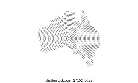 Austrália Mapa de ponto de meio-tom estilizado com padrão circular concêntrico