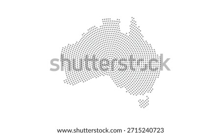 Australia Stylized halftone dot map with concentric circular pattern