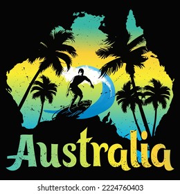 Australia Surfing Vector illustration  perfect for the design of t-shirts, shirts, hoodies, Coffee mug etc.