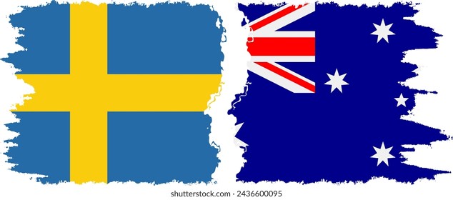 Australia and Sweden grunge flags connection, vector