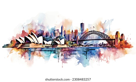 Australia, Sydney-Aquarell, Aquarellmalerei