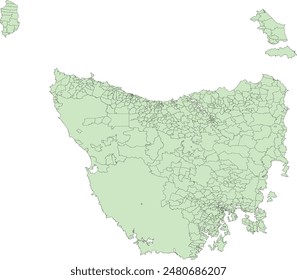Australia Tasmania TAS State Map with localities