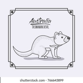 australia tasmanian devil in frame and monochrome silhouette
