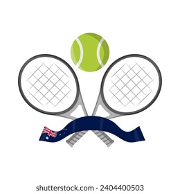 australia tennis illustration with a flag and rackets vector isolated