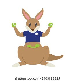 australia tennis kangaroo with tennis balls vector isolated