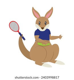 australia tennis kangaroo with racket vector isolated